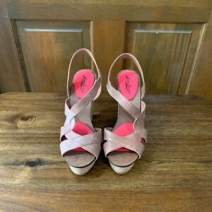 Lucky Brand Women's Wedge Platform Strappy Sandal "YULIA" 9M pre-owned brown